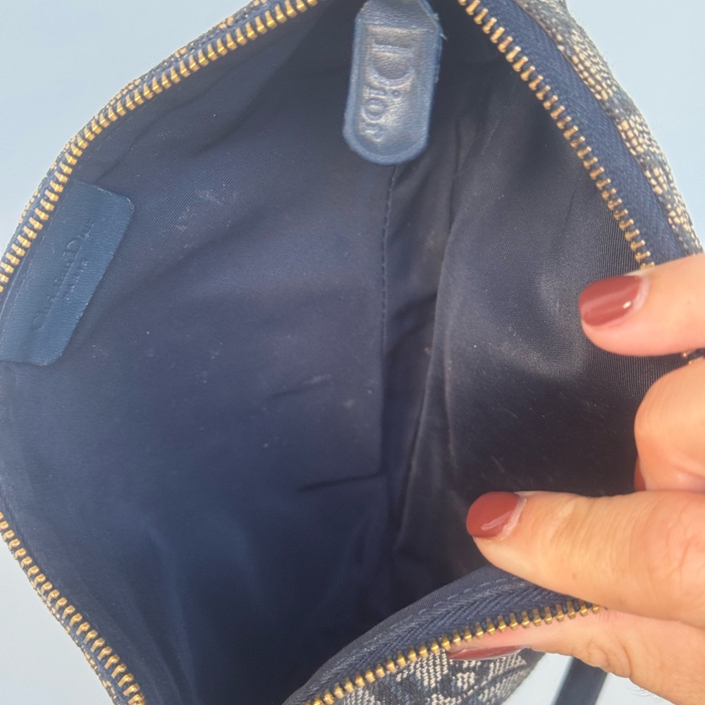 Authentic Vintage Christian Dior Oblique Saddle Bag Navy Blue Gold Hardware - Picture 11 of 11